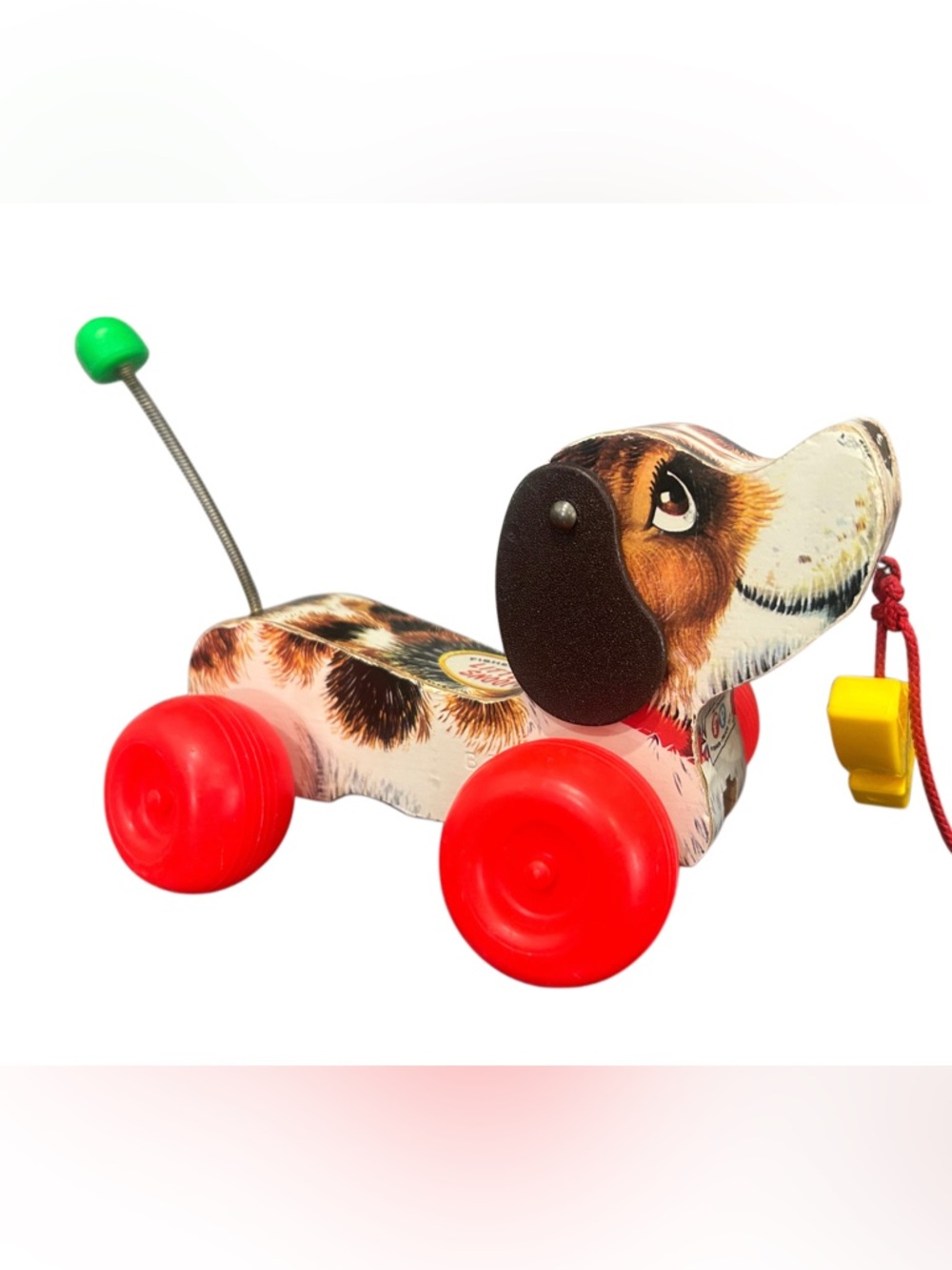 Vintage Fisher-Price Little Snoopy #693 Pull Toy Dog 1960s Wooden Shoe Complete